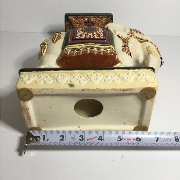 Vintage Ceramic Glazed Elephant Statue Plant Stand Book End - Picture 6 of 6